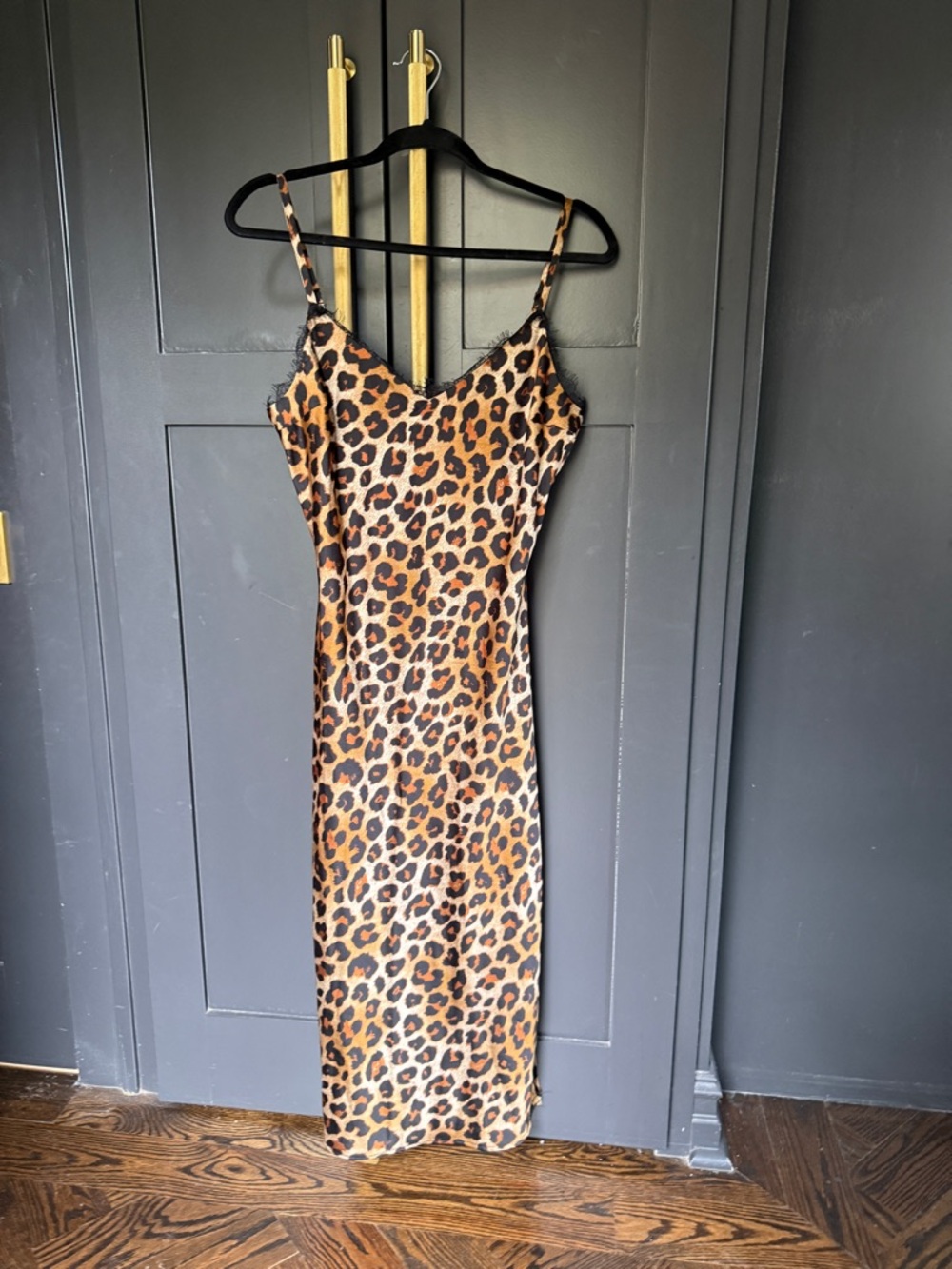 Inspired Hearts Leopard Slip Midi Dress - Brown & Black